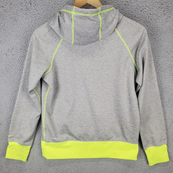 Nike Sweater Womens Gray Green Cowl Neck DRI FIT Pullover Hoodie Sweatshirt MED - Picture 8 of 10